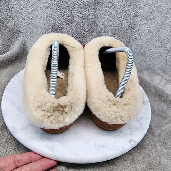 L.L. Bean Shoes Womens Size 7 Red Leather Wicked Good Slip On Slippers *Read* - Picture 5 of 9